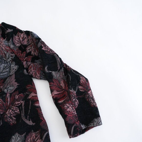 Vintage Bon Worth Black Maroon Tapestry Embroidered Floral Zip Blazer Jacket S - Picture 5 of 10